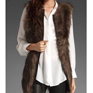 Anthropology Sanctuary Brown Faux Fur Vest